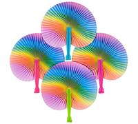 Rhode Island Novelty 10 Inch Rainbow Folding Fans One Dozen Per Order