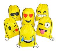 Rhode Island Novelty 16"x13" Emoticon Drawstring Backpack (24 Pack, Yellow)