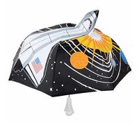 Rhode Island Novelty Kid's 3D Space Umbrella With Spaceship Mold Handle, Black