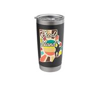 Rhode Island Pride State Outline Art Colorful Retro Design Stainless Steel Insulated Tumbler