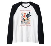Rhode Island Red State Bird Rooster Folk Art Raglan Baseball Tee