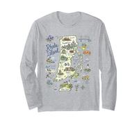 Rhode Island RI Map, Icons, USA Long Sleeve T-Shirt