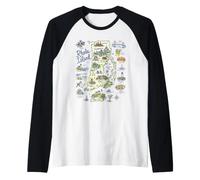 Rhode Island RI Map, Icons, USA Raglan Baseball Tee