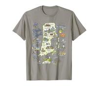 Rhode Island RI Map, Icons, USA T-Shirt