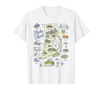 Rhode Island RI Map, Icons, USA Value Graphic T-Shirt, Men, White, L