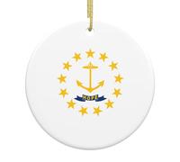 Rhode Island State Flag 2.9-inch Diameter Round Christmas Pendant with a Printed Pattern Perfect for Holiday Decorations
