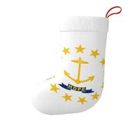 Rhode Island State Flag Christmas Stocking 17.7", Festive Hanging Sock for Fireplace Mantel, Holiday Decorations