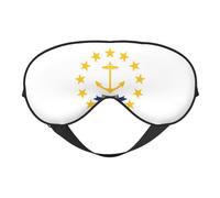 Rhode Island State Flag Comfortable Sleeping Aid Soft Eye Mask Adjustable Blackout Cover Reversible Night Rest