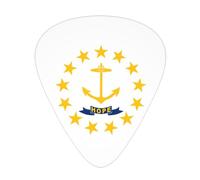 Rhode Island State Flag guitar pick set, 3 different thicknesses, 12 pieces for a variety of instruments