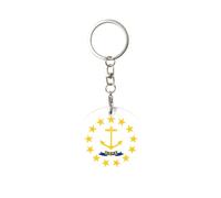 Rhode Island State Flag Metal Sublimation Keychainï¼ŒSublimation Ornament Keychain Warm Gift For Man Women