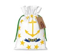 Rhode Island State Flag print Christmas bag, drawstring sack - fit holiday present packaging for family and friends