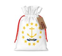 Rhode Island State Flag Print Christmas Bags Holiday Present Drawstring Gift Sacks Birthday Xmas Party Favors