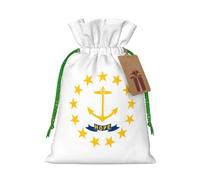 Rhode Island State Flag Print Christmas Bags Holiday Present Drawstring Gift Sacks Birthday Xmas Party Favors