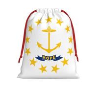 Rhode Island State Flag Print Christmas Drawstring Bags,Wedding Party Gifts wrapping bag,DIY Craft,Xmas,Presents