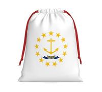 Rhode Island State Flag Print Convenient Reusable Drawstring Gift Pouches Holiday Parties Fashionable Men Women