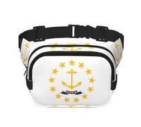 Rhode Island State Flag print Crossbody Bag Unisex - Square Double Layer Waist Bag Everywhere Fanny Pack Purse with Adjustable Strap