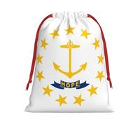 Rhode Island State Flag Print Drawstring Gift Bags For Christmas,Holiday Party Gift Wrapping Bag Assorted Sizes