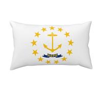 Rhode Island State Flag Print Fluffy Faux Plush Pillow Cover, Soft Premium Microfiber Pillowcases For Bedroom Living Room