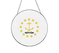 Rhode Island State Flag Print Glass Sun Catcher For Windows Hanging Garden Ornament Womens Gift
