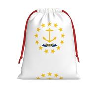 Rhode Island State Flag Print Plush Gift Bags With Drawstring, Reusable Gift Wrap For Christmas, Wedding, Party -Size M