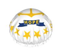 Rhode Island State Flag Print Shower Cap Bath Caps Elastic Reusable Shower Hair Cap Double Layers Hair Cap