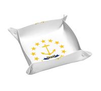 Rhode Island State Flag Print Storage Tray,Desktop Storage Tray, Foldable Catchall Organizer For Bedroom