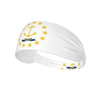 Rhode Island State Flag Print Ultra-Soft Elastic Headband Unisex Sports Hair Band for Yoga Running Gym Cycling