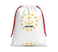 Rhode Island State Flag Print Ultra Soft Plush Drawstring Gift Bag, Xmas Party Candy Treat Favors, Christmas Holiday Sacks, Wedding Jewelry Pouches