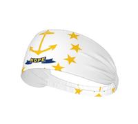 Rhode Island State Flag Printed Elastic Sports Headband â€“ Ideal for running, tennis, yoga and indoor fitness