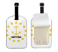 Rhode Island State Flag Printed Leather Luggage Tag, Durable Baggage Identifier, Soft PU ID Label, for Business Travel