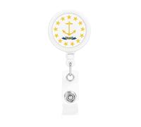 Rhode Island State Flag Printing Retractable Badge Holder. with Clip and Keyring The Maximum Retractable Length is Approximately 55cm, with a 360° Rotating clamp.