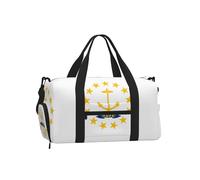 Rhode Island State Flag Sports Duffel Bag with Shoe Compartment-Lightweight Gym Weekender for Men Women, Waterproof Travel Tote with Wet Pocket