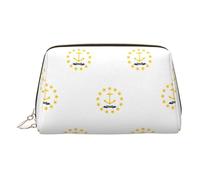 Rhode Island State Flag Toiletry Cosmetics Bag, Portable Travel Cosmetic Makeup Bag,PVC Leather,with Compartments
