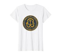 Rhode Island State Seal Flag Value Graphic T-Shirt, Women, White, S
