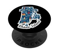 Rhode Island The Ocean State Map Nautical Theme Art PopSockets Adhesive PopGrip