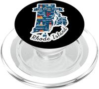 Rhode Island The Ocean State Map Nautical Theme Art PopSockets PopGrip for MagSafe