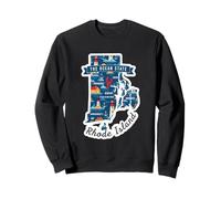 Rhode Island The Ocean State Map Nautical Theme Art Sweatshirt