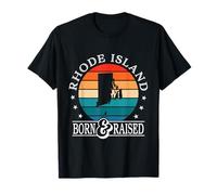 Rhode Island USA Born & Raised Retro US State Pride T-Shirt