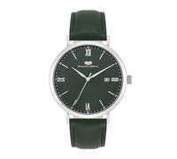 Rhodenwald & Söhne Men's Analogue Quartz Watch with Genuine Leather Strap Dark Green 10010430, Silver