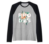Rhodes Floral Design Rhodes Greece Flower Design Raglan Baseball Tee
