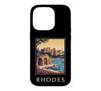 Rhodes Greece Medieval Harbor Coastal Travel Graphic Case for iPhone 14 Pro