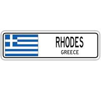 Rhodes Greece Street Sign Greek Grecian Flag City Country Road Wall Gift Street Sign 4x16 inches