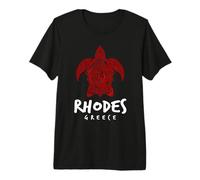 Rhodes Greece Tribal Sea Turtle Beach Design Premium T-Shirt