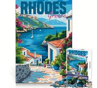 Rhodes Island Greece 1000 Piece Jigsaws for Adults Puzzle Mind Exercise Toy Family Bond Precision Cut Creative Gift (38x52cm)