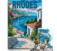 Rhodes Island Greece 2000 Pieces Jigsaw Puzzles For Teens And Adults,Toys Educational Games Stress Relieving Wishlist with Santa Claus 70x100cm