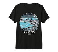 Rhodes Island Greece Greek Souvenir Hellas Vacation Line Art Premium T-Shirt