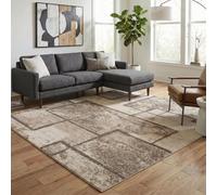 Rhodes Modern Living Room Contemporary Area Rug Easy Simple Geometric Patterned Rugs Enigma Design - Beige 200 X 290 Cm