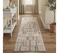 Rhodes Modern Living Room Contemporary Area Rug Easy Simple Geometric Patterned Rugs Enigma Design - Beige 60 X 220 Cm (Runner)
