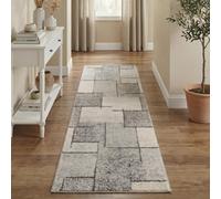 Rhodes Modern Living Room Contemporary Area Rug Easy Simple Geometric Patterned Rugs Hatch Design - Grey 60 X 220 Cm (Runner)