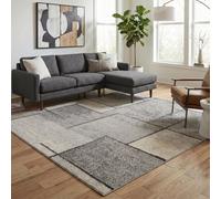 Rhodes Modern Living Room Contemporary Area Rug Easy Simple Geometric Patterned Rugs Hatch Design - Grey 160 X 230 Cm